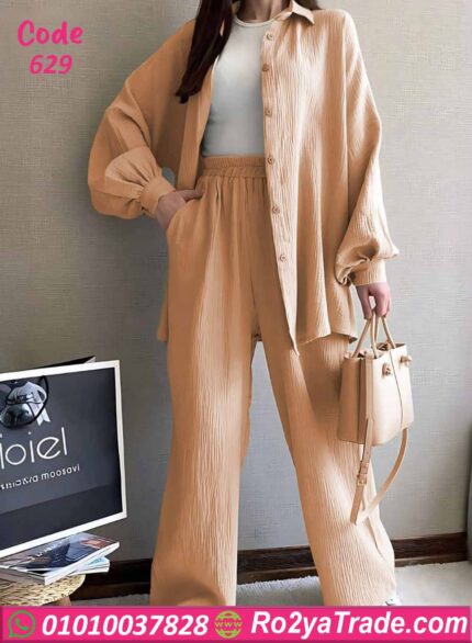 طقم حريمي صيفي مضلع كود 629