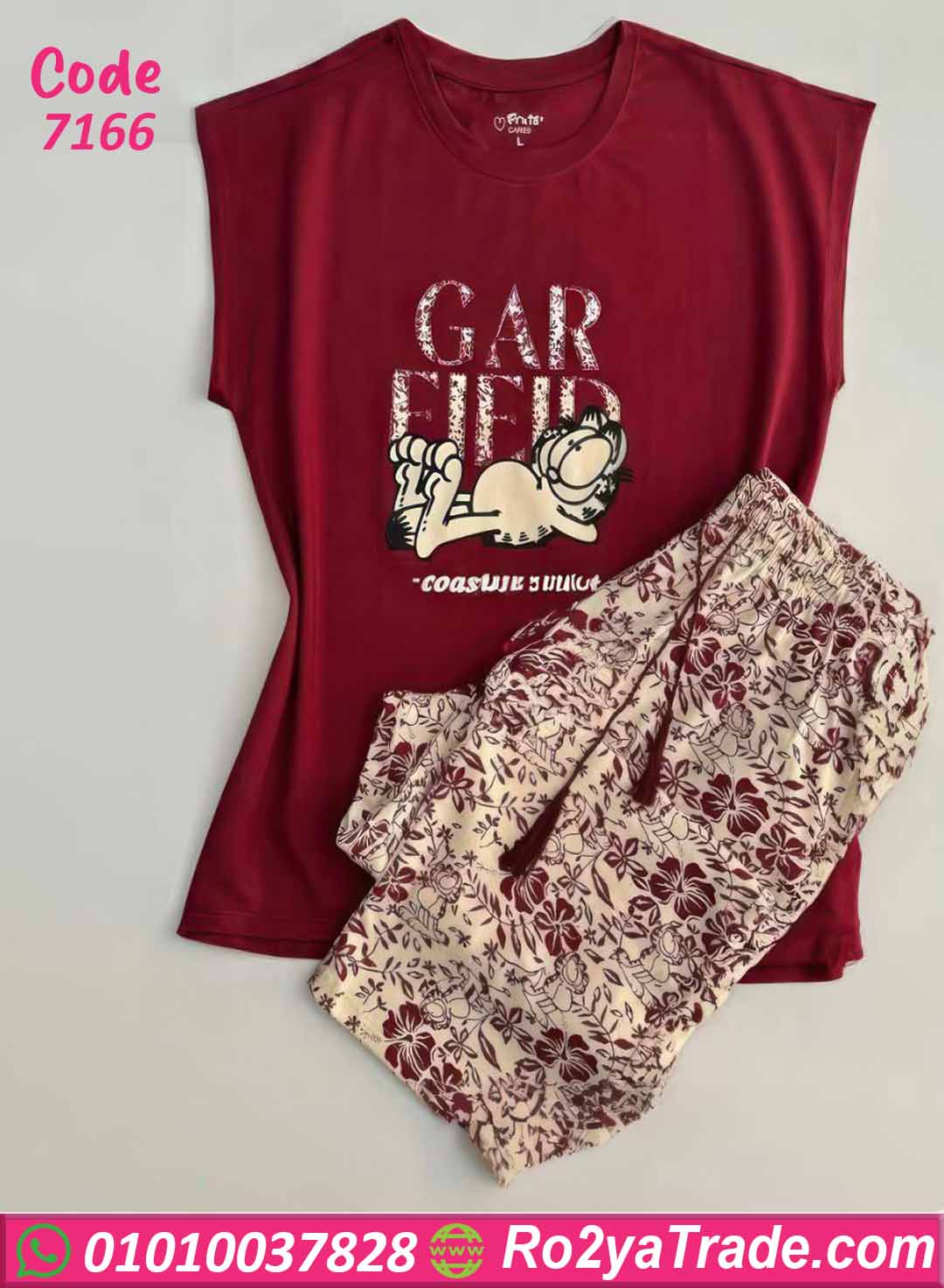 7166 بيجامة حريمي صيفي كرتوني