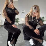 بيجامة حريمي قطيفة شتوي ستراس - كود 9015