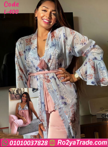 بيجامة حريمي 3 قطع صيفي L-400