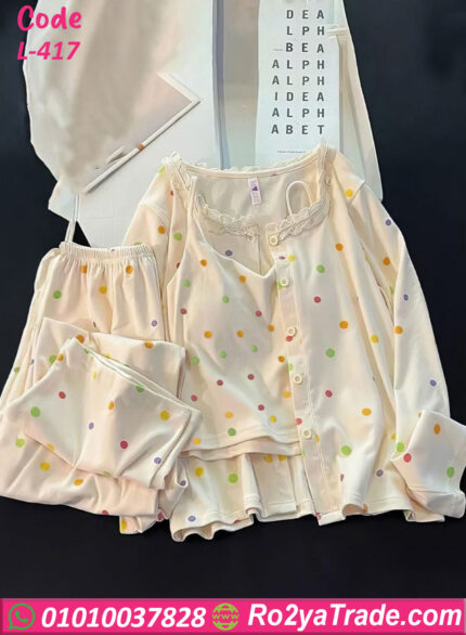 بيجامة حريمي منقطة صيفي L-417